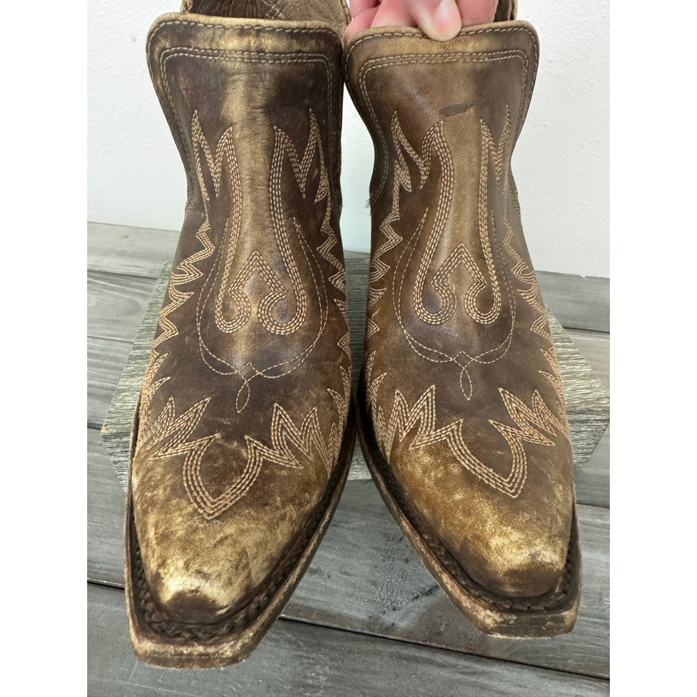 Ariat Dixon Distressed Weathered Brown Leather Western Ankle Boots Size 10 - Picture 8 of 10
